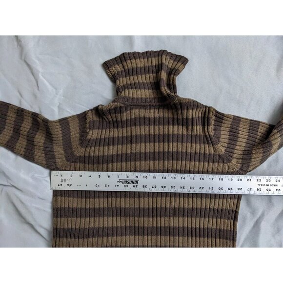 Vintage Gap Sweater Brown Striped 100% Cotton Ribbed Womens Size L - Picture 8 of 9